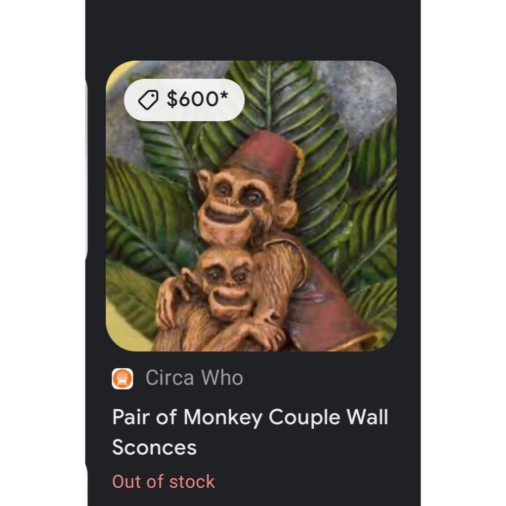 🐒 Monkey Couple Wall Sconces - Set of 2 🐒 - Picture 7 of 8
